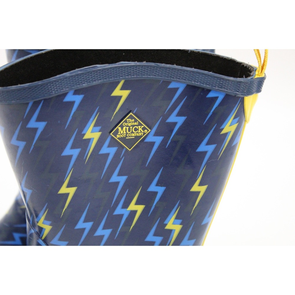 Muck Boots‎ Blue and Yellow Lightning Bolt Rubber Boots Youth Size 6 - Picture 4 of 8